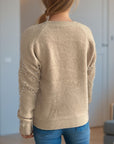 Pearl Trim Round Neck Raglan Sleeve Sweater