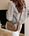 Gray PU Leather Double Strap Shoulder Bag Sentient Beauty Fashions bags