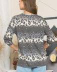 Gray Celeste Full Size Leopard Long Sleeve T-Shirt with Braided Strap