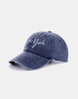 Zenana Washed Embroidered City Baseball Cap