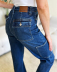 Midnight Blue Judy Blue Full Size High Waist Straight Cargo Jeans