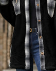 Plaid Contrast Dropped Shoulder Coat