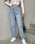 Asymmetric Waist Jeans with Pockets