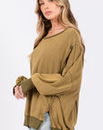 Lavender SAGE + FIG Mineral Wash Side Slit Oversized Sweatshirt