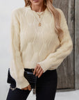 Round Neck Dropped Shoulder Sweater