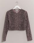 HYFVE Animal Print Snap Down Crop Cardigan