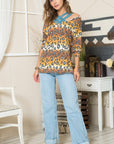 Light Gray Celeste Full Size Leopard Long Sleeve T-Shirt with Braided Strap