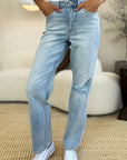 Dark Gray Judy Blue Full Size High Waist Distressed Straight Jeans