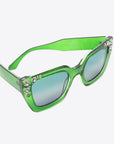 White Smoke Inlaid Rhinestone Polycarbonate Sunglasses