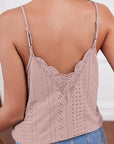 Rosy Brown Eyelet Lace Detail V-Neck Cami