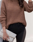 Turtleneck Dropped Shoulder  Pullover Sweater