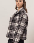 HYFVE Plaid Collared Neck Boucle Jacket with Pockets