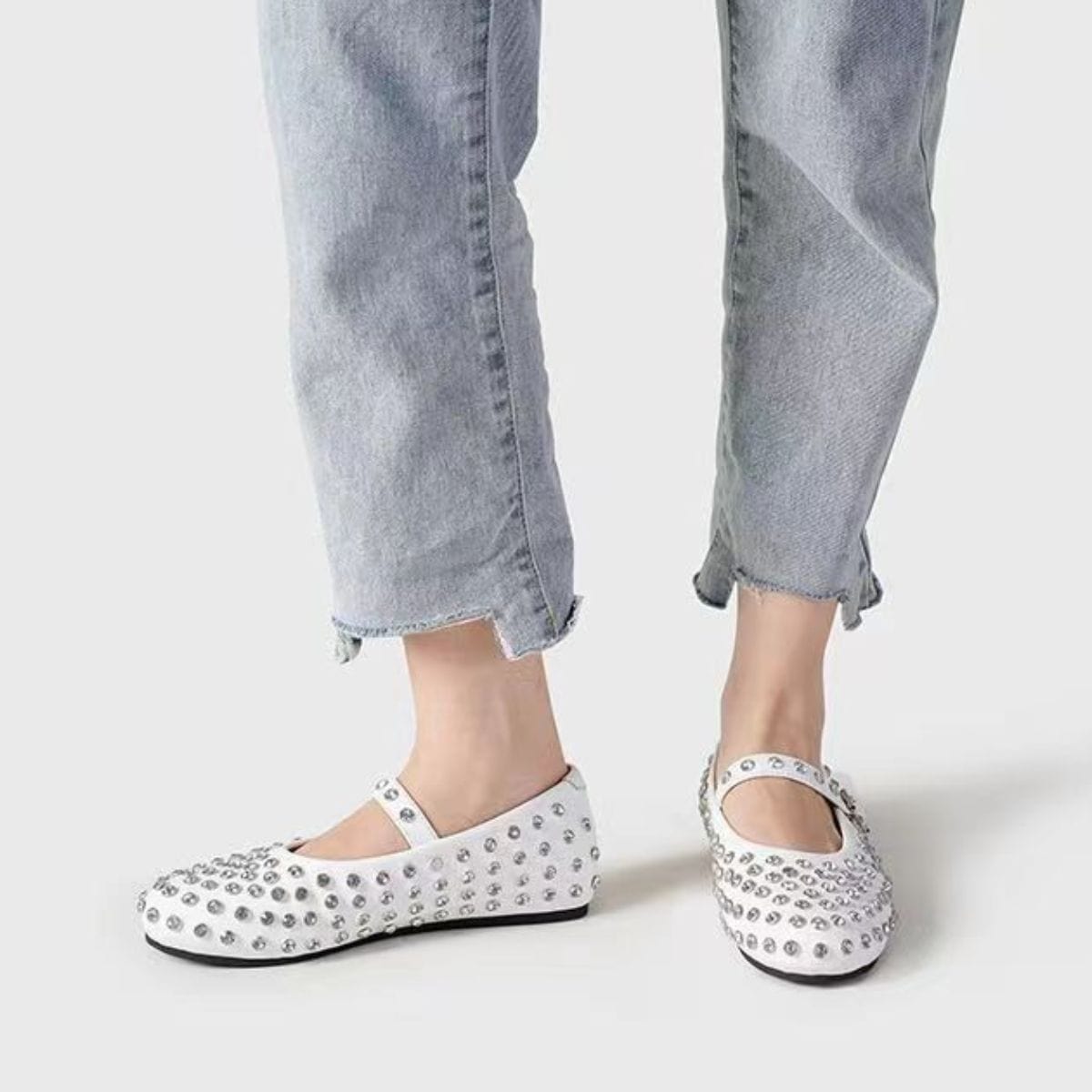 Lavender PU Leather Studded Flat Loafers