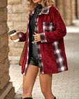 Plaid Contrast Dropped Shoulder Coat