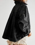 Black Pocketed Button Up Denim Jacket