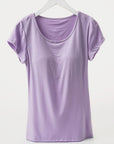 Light Gray Round Neck Short Sleeve T-Shirt with Bra Sentient Beauty Fashions Apparel & Accessories