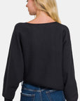 Zenana Asymmetric Hem Long Sleeve Sweater