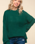 Haptics Full Size Mock Neck Side Slit Knit Top