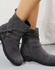 Suede Side Zip Round Toe Boots