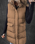 Dark Slate Gray Pocketed Zip Up Vest Coat