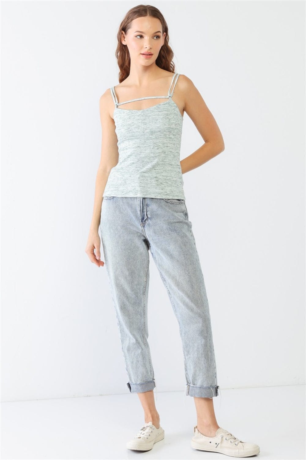 Lavender Le Lis Heathered Ribbed Adjustable Strap Cami