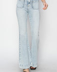 Risen Full Size High Rise Front Patch Pocket Flare Jeans