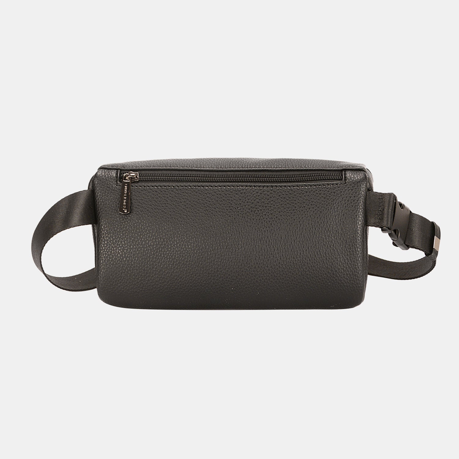 Dark Slate Gray David Jones PU Leather Double Zipper Adjustable Belt Bag Sentient Beauty Fashions Apaparel &amp; Accessories