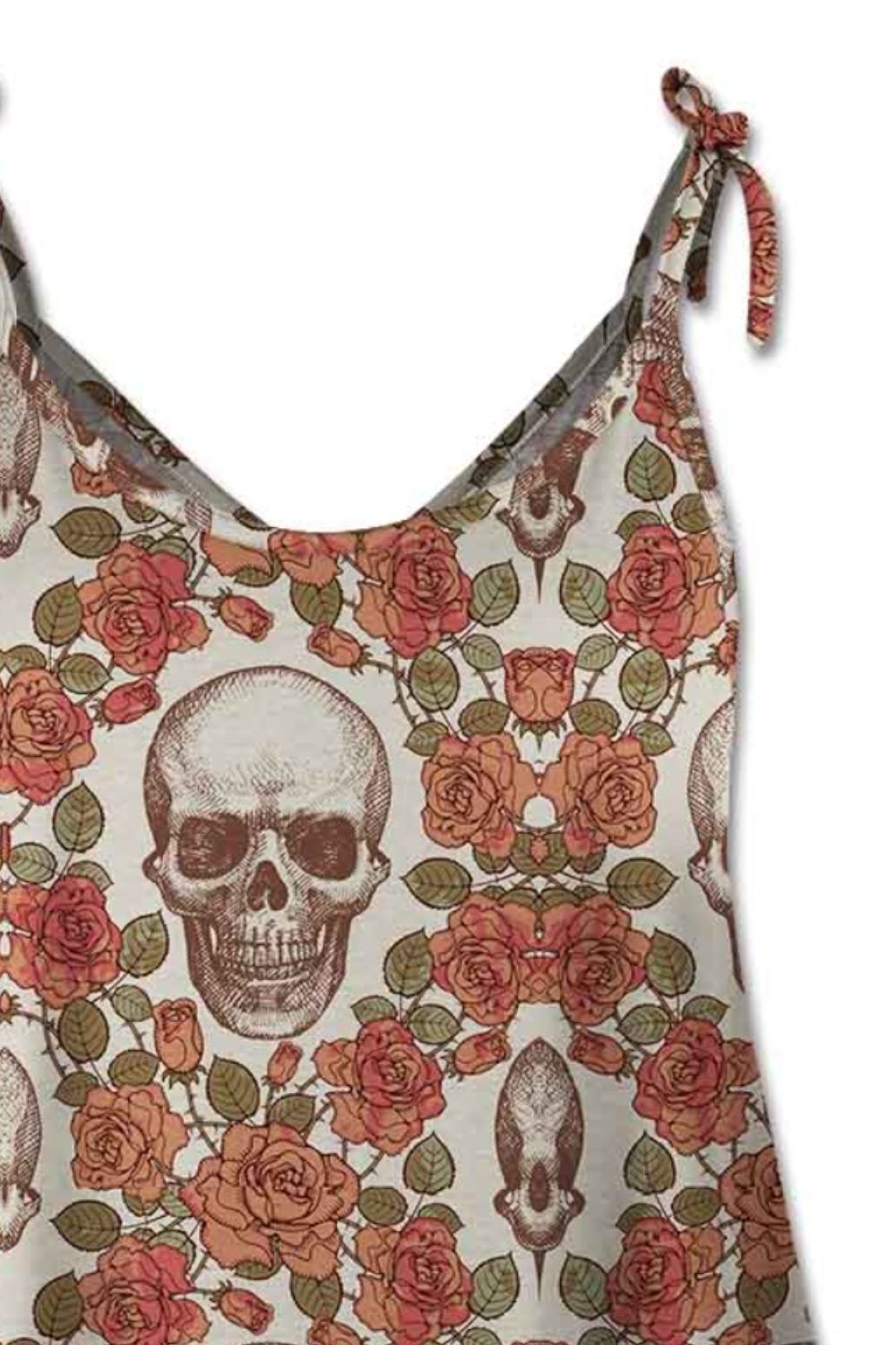 FAM-FAM Skull Scoop Neck Tie Shoulder Cami