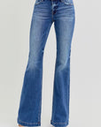 RISEN Full Size Low Rise Flare Jeans with Pockets