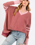 Light Gray SAGE + FIG Mineral Wash Side Slit Contrast T-Shirt