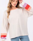 Antique White SAGE + FIG Color Block Waffle Knit T-Shirt