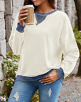 Lovelet Contrast Round Neck Long Sleeve Sweatshirt