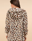 VERY J Fuzzy Leopard Long Sleeve Hooded Jacket