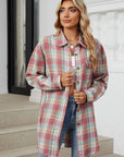 Plaid Collared Neck Long Sleeve Shirt