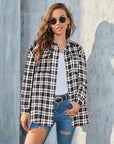 Dark Gray Plaid Button Up Pocketed Shirt