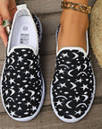 Dim Gray Star & Moon Pattern Flat Loafers