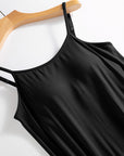 Black Scoop Neck Midi Cami Dress with Bra Sentient Beauty Fashions Apparel & Accessories