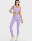 Lavender Square Neck Wide Strap Active Tank