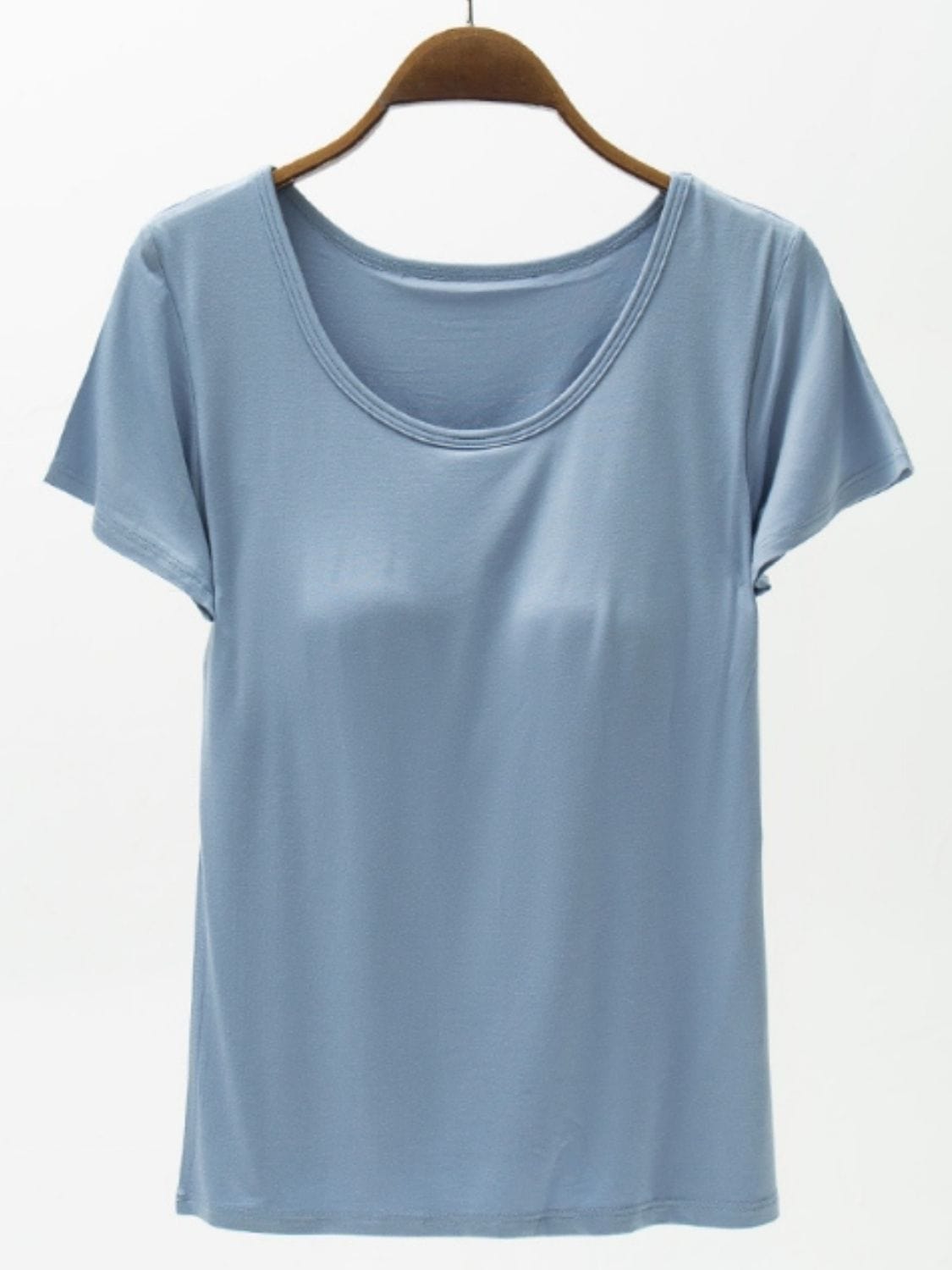 Light Slate Gray Round Neck Modal T-Shirt with Bra