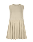 Gray Pleated Round Neck Sleeveless Mini Dress