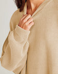 Double Take Side Slit Round Neck Long Sleeve Sweater