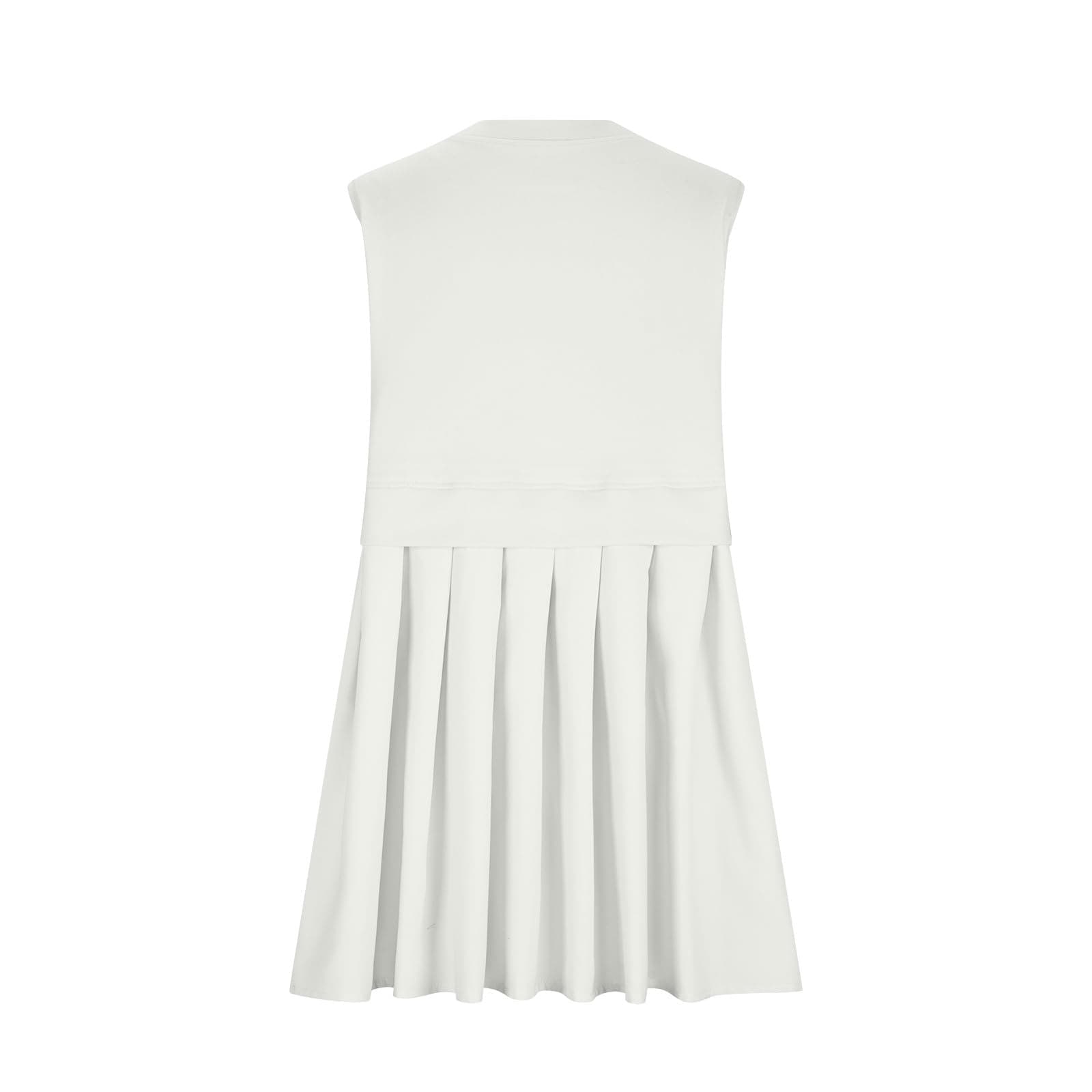 Beige Pleated Round Neck Sleeveless Mini Dress