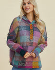 Double Take Full Size Plaid Dropped Shoulder Hoodie