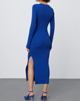 Round Neck Slit Sweater Dress