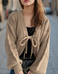 Tied Dropped Shoulder Long Sleeve Cardigan