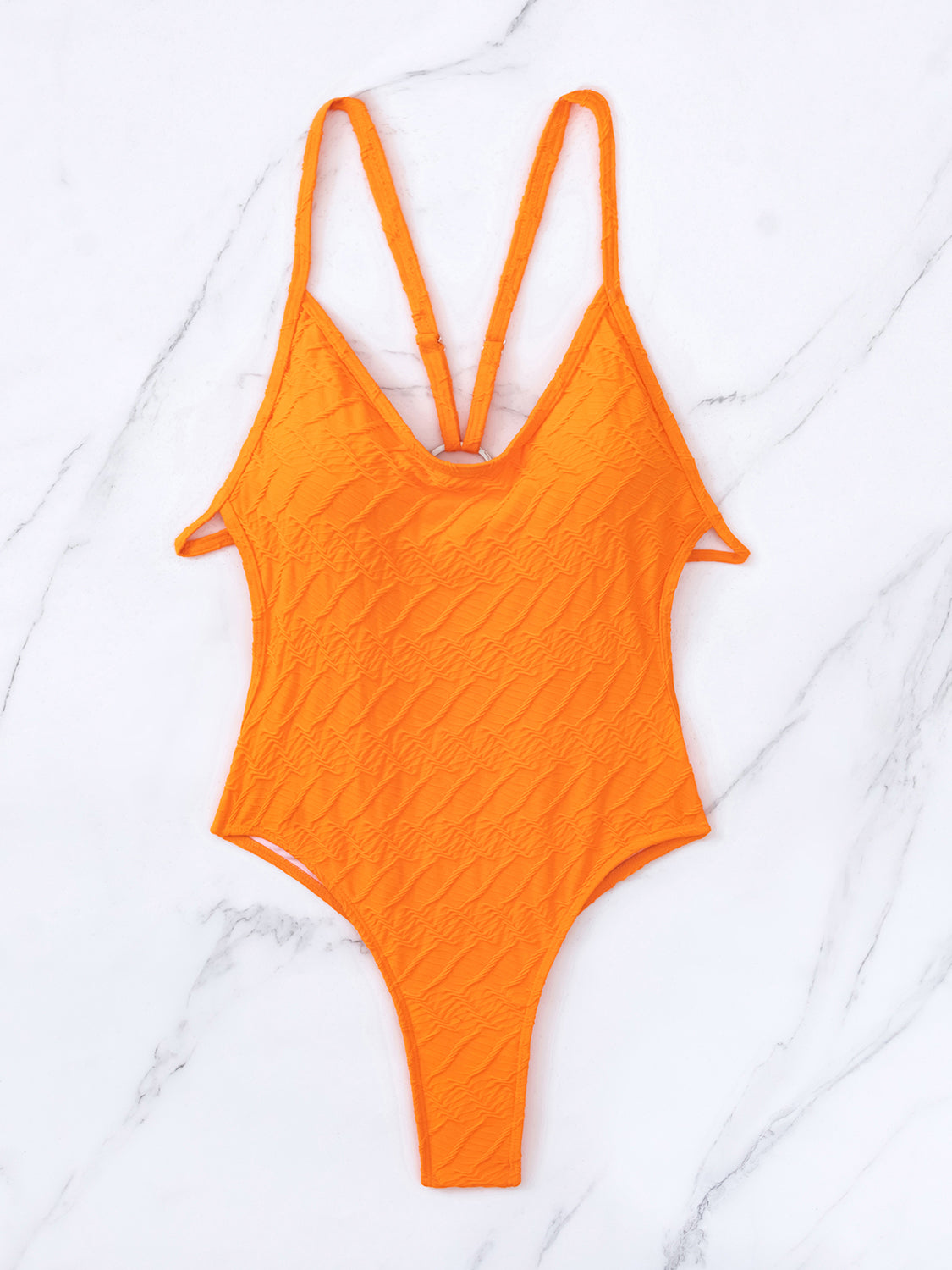 Dark Orange Backless Spaghetti Strap One-Piece Swimwear Sentient Beauty Fashions Apaparel &amp; Accessories