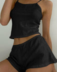 Dark Gray Square Neck Cami and Shorts Set