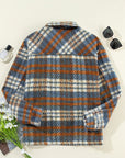 Plaid Collared Neck Jacket with Chest Pockets