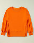 Exposed Seam Round Neck Long Sleeve Sweatshirt