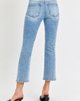 RISEN Full Size Low Rise Crop Slim Straight Jeans